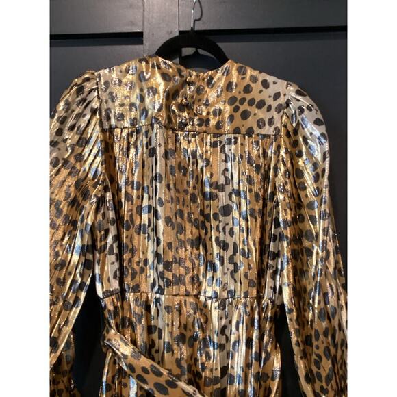 Runway MARC JACOBS Gold Black Silk Metallic Animal Print Pleated midi Dress 0 - Picture 13 of 13